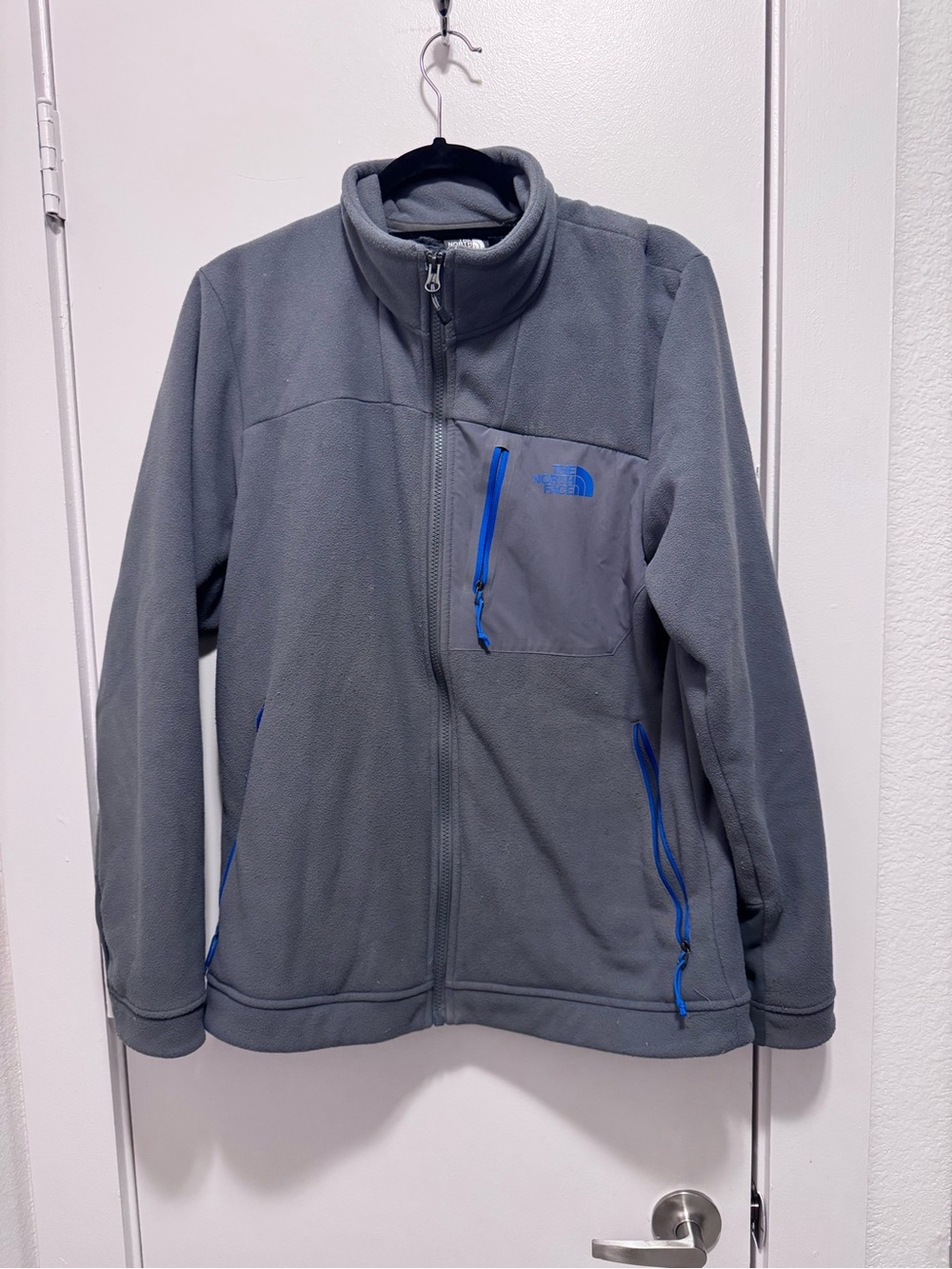 The North Face Men’s Medium Gray Fleece Full Zip Jacket Outdoor Hiking Pullover